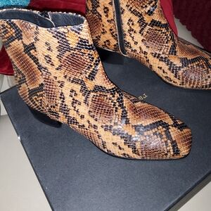 rag & bone Tan and Black Snakeskin Ankle Boots